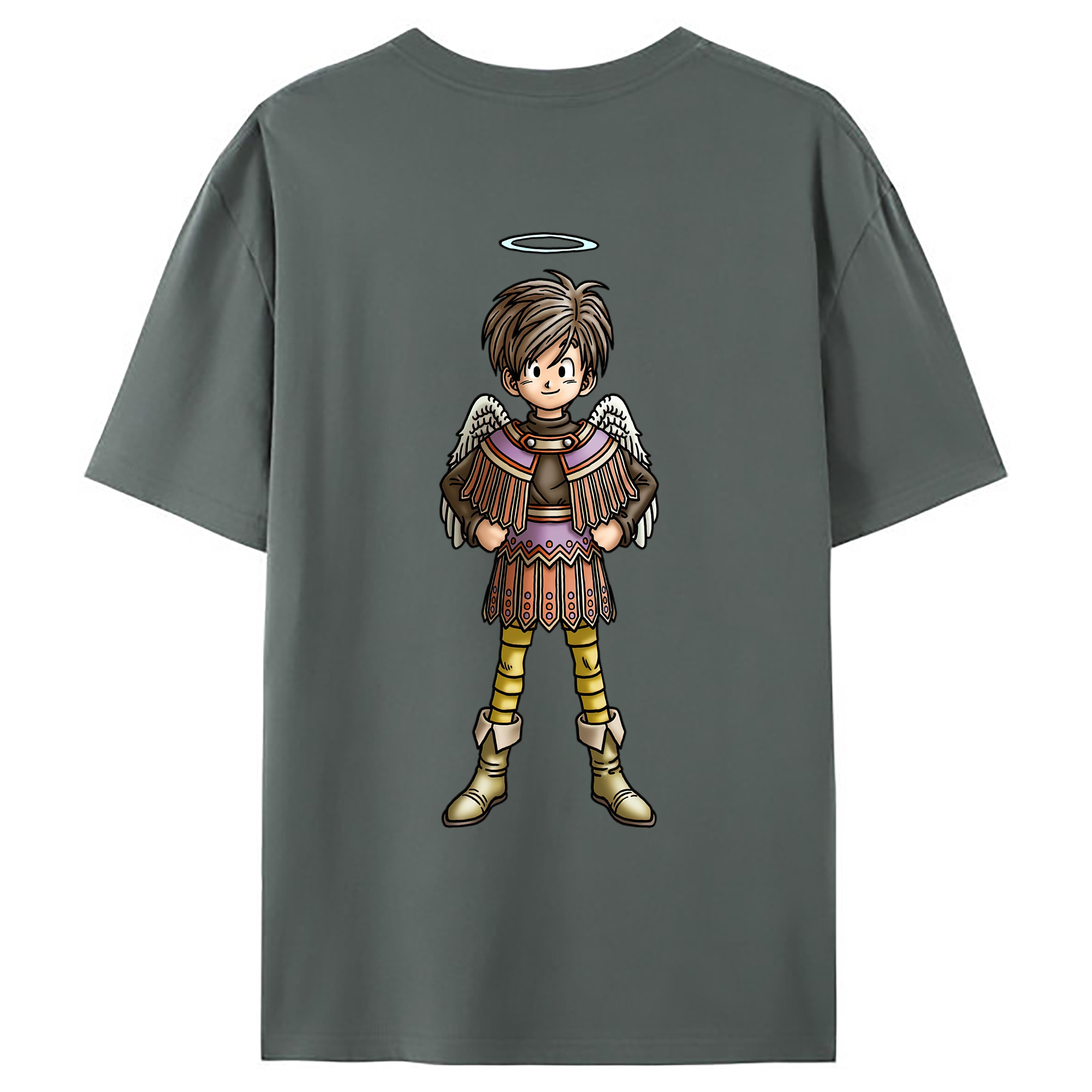 （画像用） ドラゴンクエスト Doragon Kuesuto Dragon Quest 綿100％ メンズ半袖Tシャツ（バックプリント） 通気性